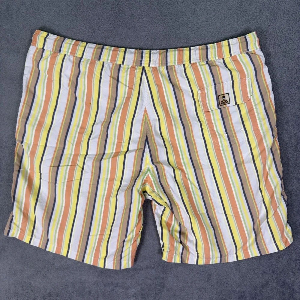 Peter Millar Swim Trunks Mens XL Multicolor Striped Mesh Lined Drawstring Summer